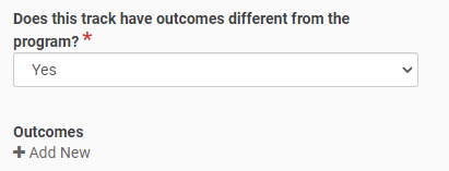 Outcome field with yes selected and add new button below
